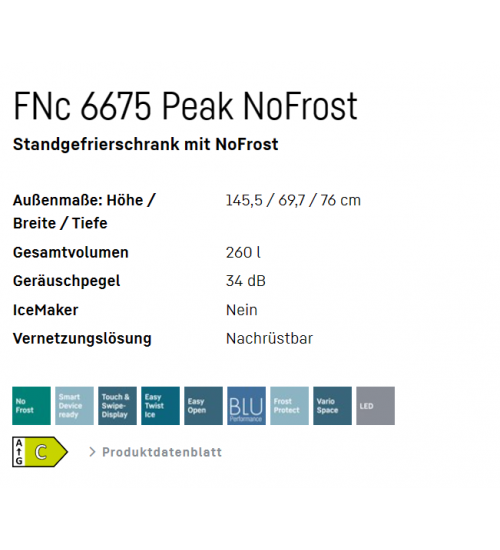 LIEBHERR利勃海尔FNc 6675 Peak独立冰箱 无霜